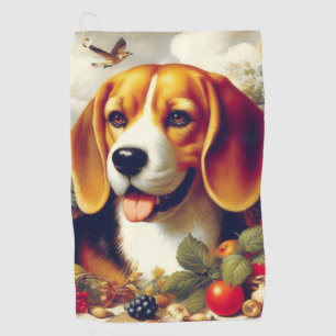 Vintage Beagle Puppy Painting Golf Towel