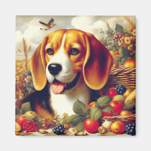 Vintage Beagle Puppy Painting Magnet