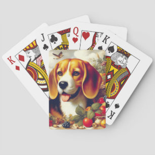 Vintage Beagle Puppy Painting Playing Cards