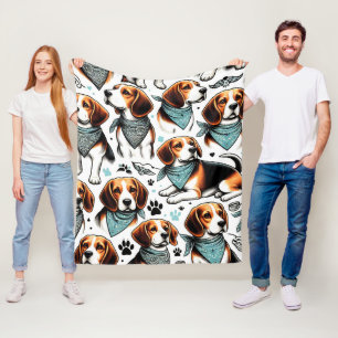 Vintage Beagle Puppy Seamless Fleece Blanket