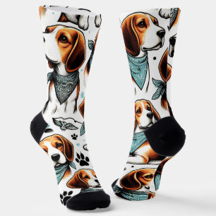 Vintage Beagle Puppy Seamless Socks