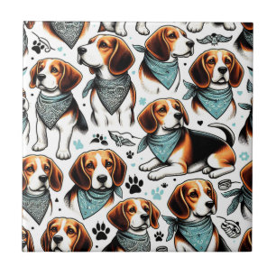 Vintage Beagle Puppy Seamless Tile