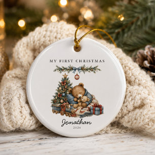 Vintage Bear My First Christmas Ceramic Tree Decoration