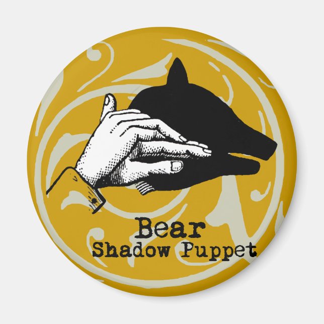 Vintage Bear Puppet Artwork Illustration Magnet (Front)