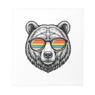 Vintage Bear Sunglasses Vector Graphic Design_1 Notepad