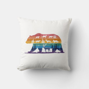 Vintage Bear Wildlife – Retro Forest Silhouette Cushion