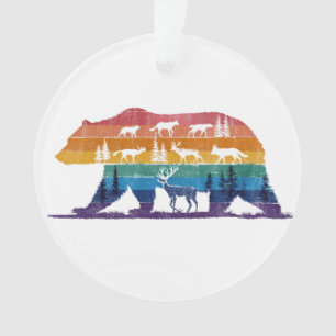 Vintage Bear Wildlife – Retro Forest Silhouette Ornament