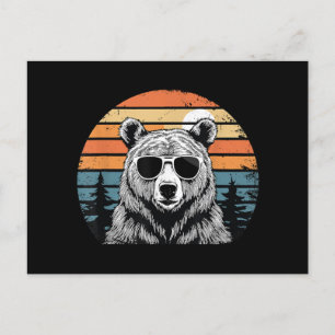 Vintage Bear with Sunglasses Holiday Postcard