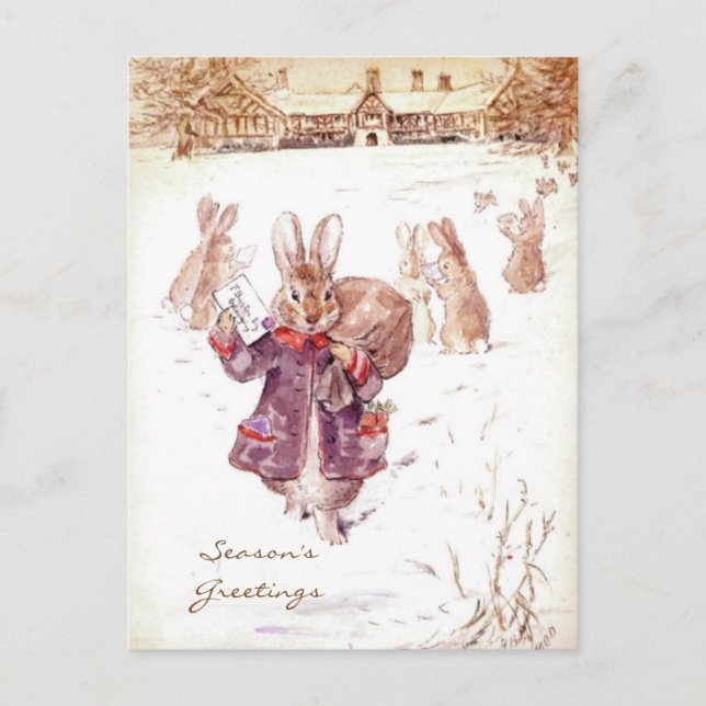 Vintage Beatrix Potter Christmas Greetings Holiday (Front)