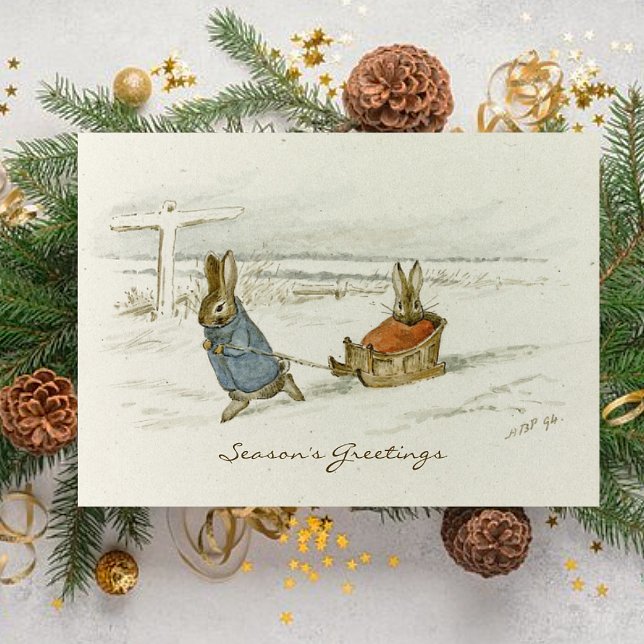 Vintage Beatrix Potter Christmas Greetings Holiday Card (Creator Uploaded)