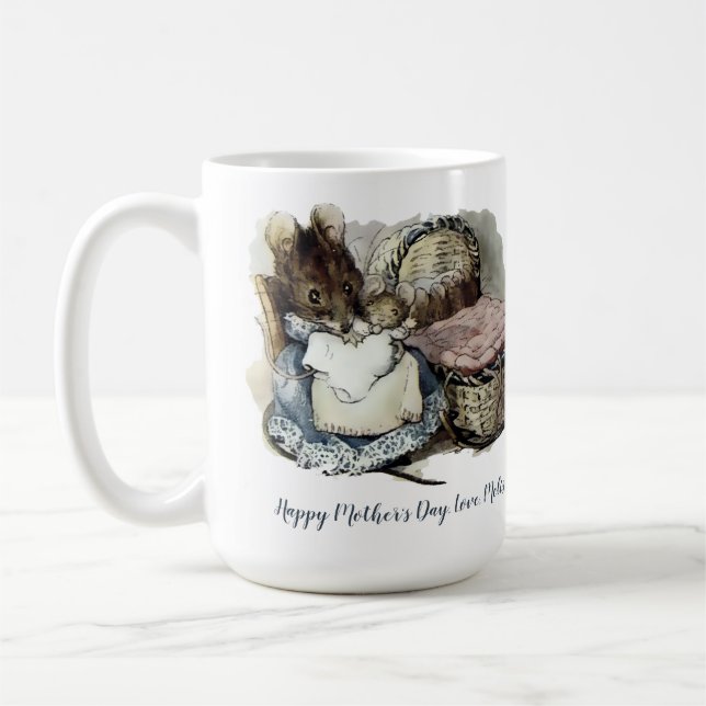 Vintage Beatrix Potter Mouse Baby Coffee Mug (Left)