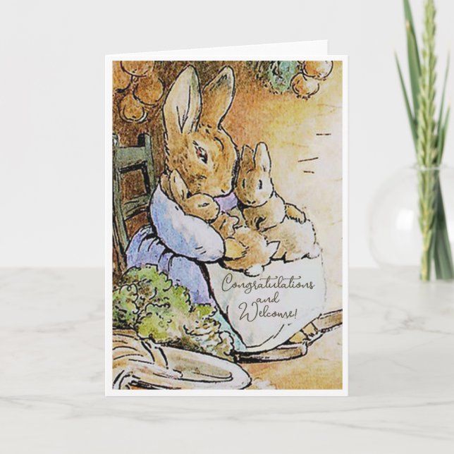 Vintage Beatrix Potter New Twins Congratulations Card (Front)
