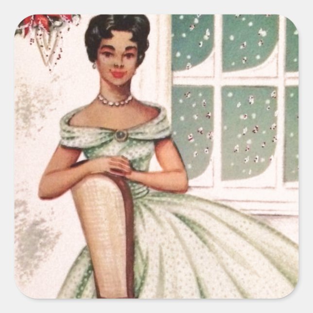 Vintage Beautiful African American Woman Square Sticker (Front)