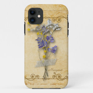 Vintage Beautiful Beige Dried Flowers with Name Case-Mate iPhone Case