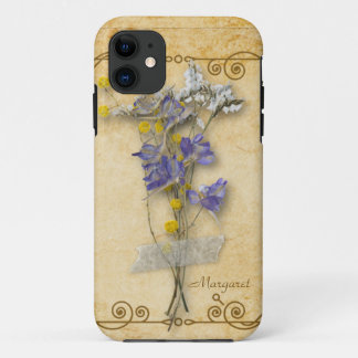 Vintage Beautiful Beige Dried Flowers with Name Case-Mate iPhone Case