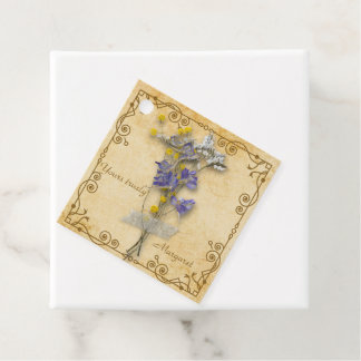 Vintage Beautiful Beige Dried Flowers with Name Favour Tags
