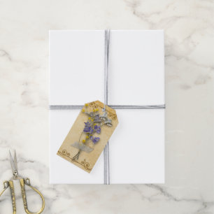 Vintage Beautiful Beige Dried Flowers with Name Gift Tags