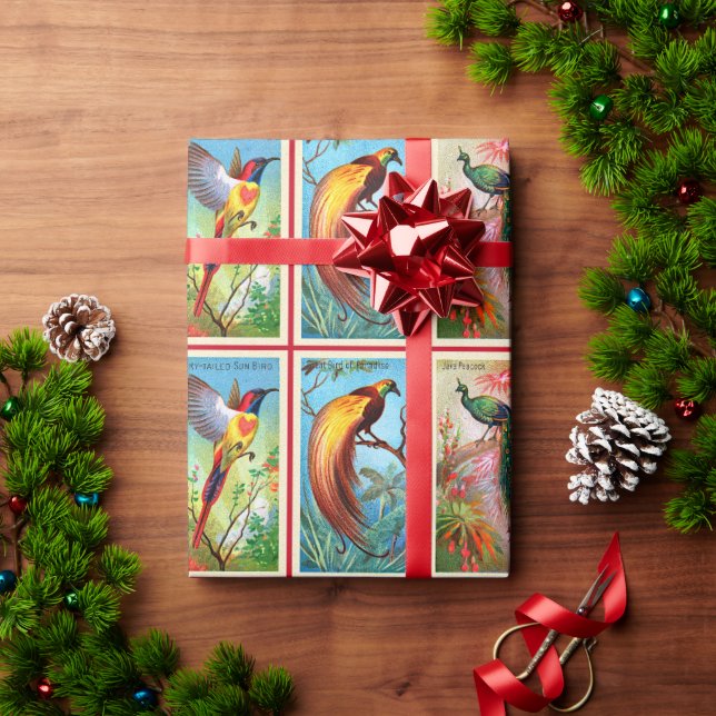 Vintage Beautiful Bird Peacock Decoupage Wrapping Paper (Holiday Gift)