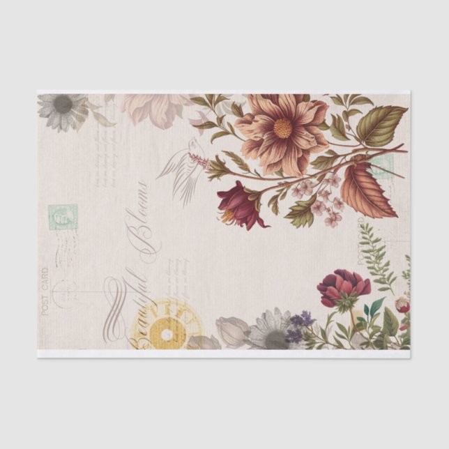 Vintage Beautiful Blooms Tissue Paper (Front)