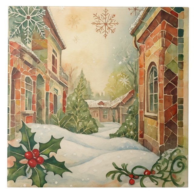 Vintage, Beautiful Christmas Ornament, Mosaic Tile (Front)