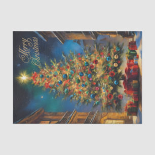 Vintage Beautiful Christmas Tree with Presents  Tissue Paper