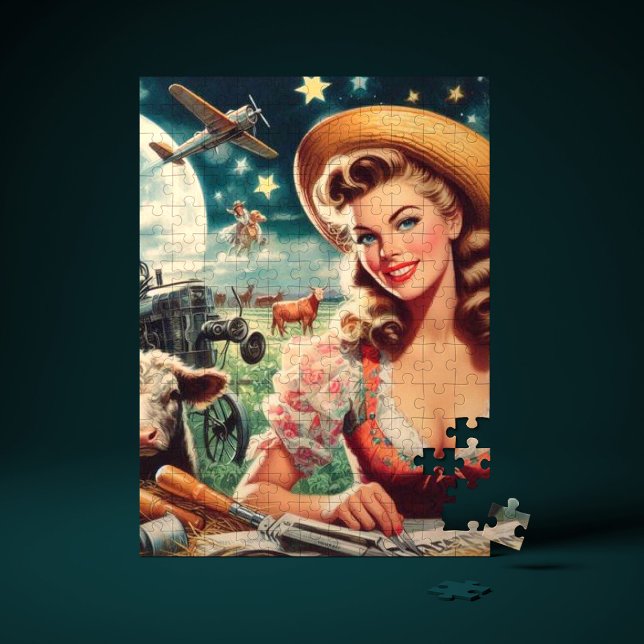 Vintage Beautiful Farm Girl Jigsaw Puzzle (Creator Uploaded)