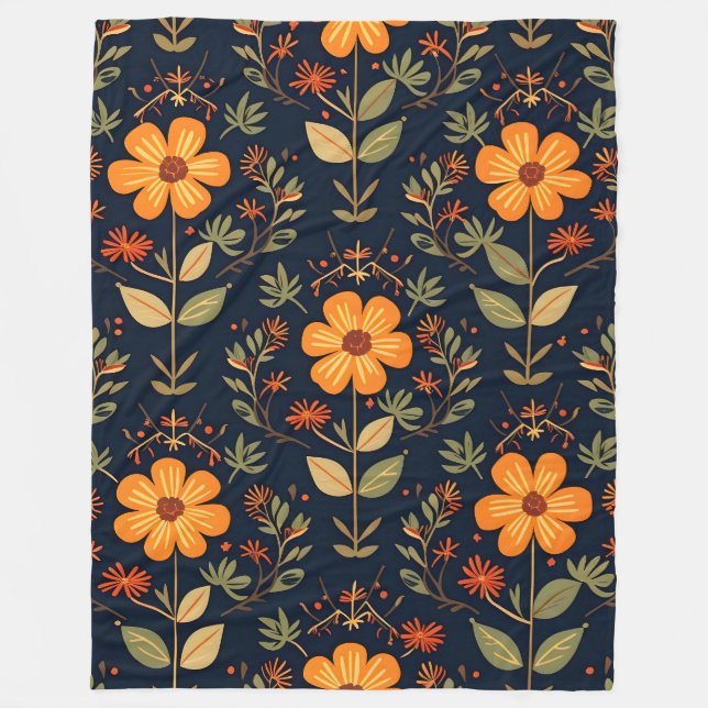 Vintage Beautiful Floral Modern Collection Fleece Blanket (Front)