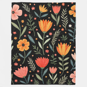 Vintage Beautiful Floral Popular Collection Fleece Blanket