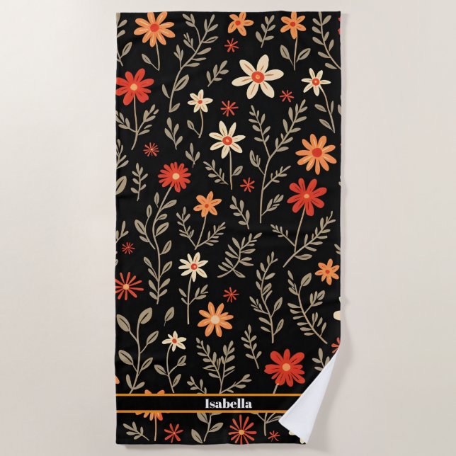 Vintage Beautiful Floral Trendy Collection Beach Towel (Front)