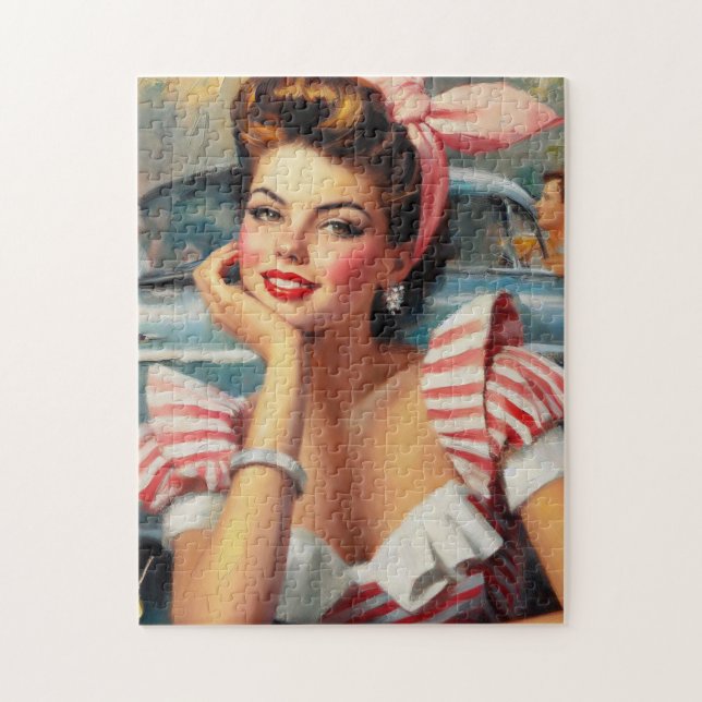 Vintage Beautiful Girl Painting Jigsaw Puzzle (Vertical)