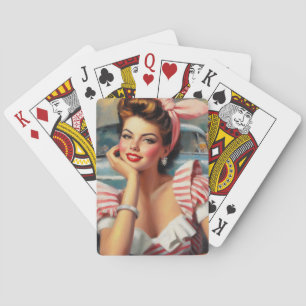 Vintage Beautiful Girl Painting Playing Cards
