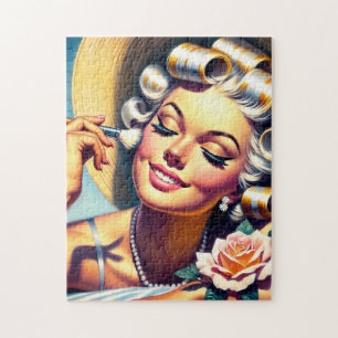 Vintage Beautiful Girl Portrait Jigsaw Puzzle