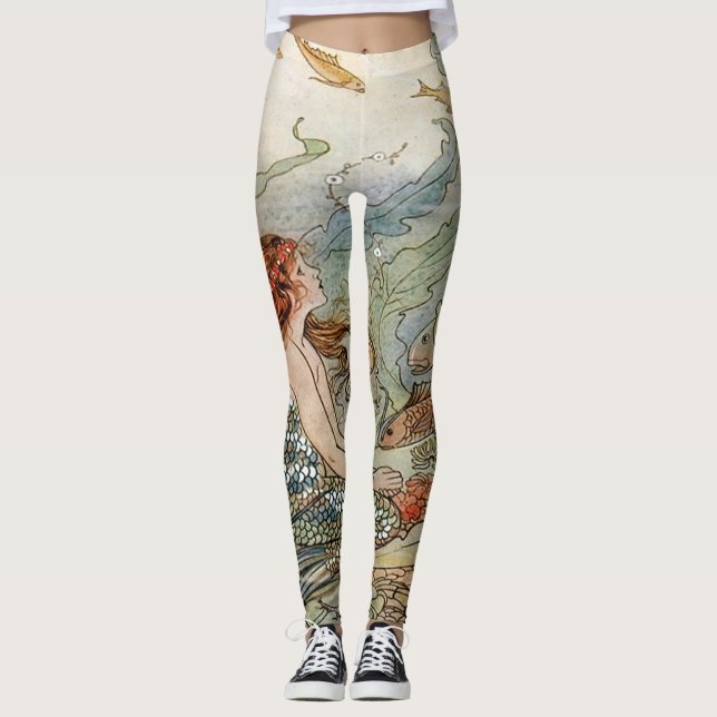 Vintage Beautiful Girly Mermaid Under The Sea Leggings (Front)