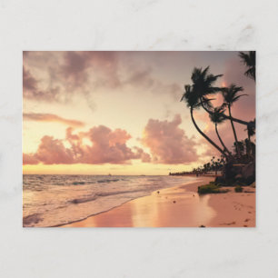 Vintage Beautiful Island Beach Sunset Postcard