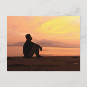Vintage Beautiful Island Beach Sunset Postcard