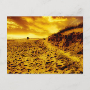 Vintage Beautiful Island Beach Sunset Postcard
