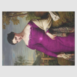 Vintage Beautiful Lady In Fuchsia Pink Decoupage Tissue Paper