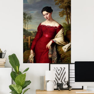 Vintage Beautiful Lady In Red Poster