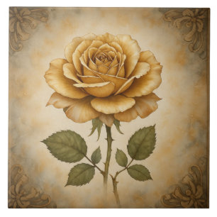 Vintage, Beautiful Rose Gold Artwork Ceramic Tile