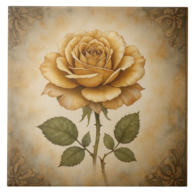 Vintage, Beautiful Rose Gold Artwork Ceramic Tile (Front)
