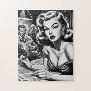 Vintage Beautiful Woman Illustration Jigsaw Puzzle