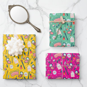 Vintage Beauty Cosmetics Bridesmaid Mum Makeup  Wrapping Paper Sheet