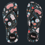 Vintage Beauty Cosmetics Bridesmaids Bride Custom Jandals<br><div class="desc">Cute pattern featuring colourful design, handmade by me! Perfect for a bridesmaid gift, for the bride on her wedding day or for a fun bachelorette or bridal shower gift! Click "personalise" above to edit it to add a name, initials or other text. Then click "edit using design tool" to change...</div>