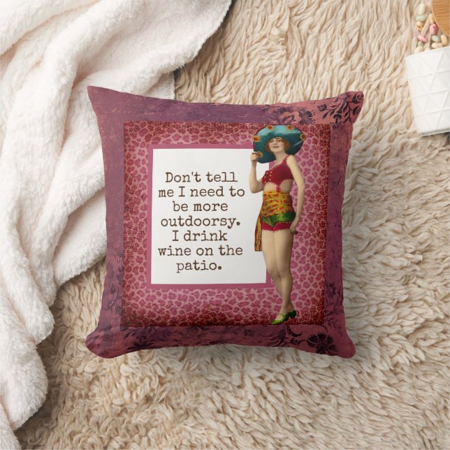 Vintage Beauty Drinking Wine Funny  Cushion (Blanket)