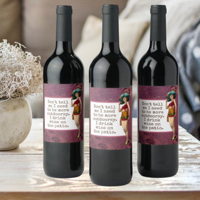 Vintage Beauty Drinking Wine Funny  Wine Label (Creator Uploaded)