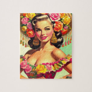 Vintage Beauty Pin-up Painting Jigsaw Puzzle
