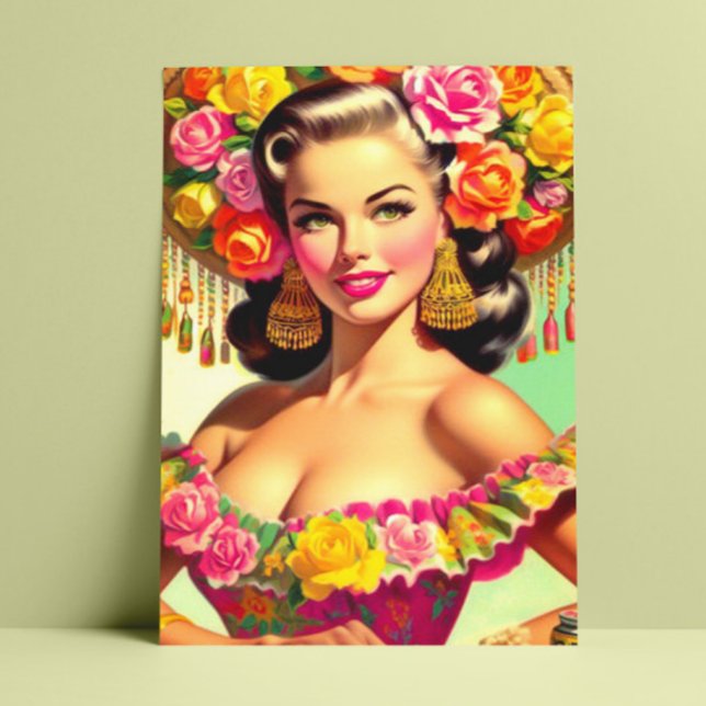 Vintage Beauty Pin-up Painting Postcard (Creator Uploaded)
