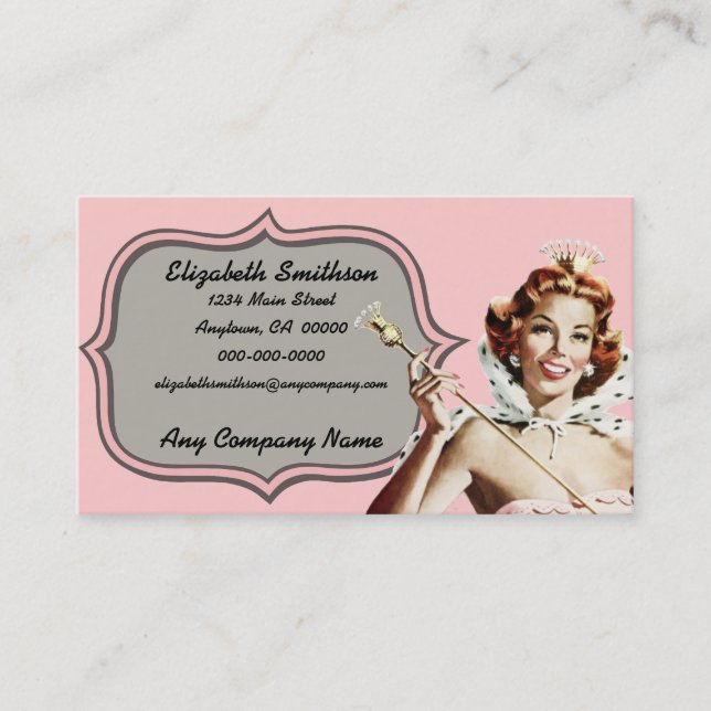Vintage Beauty Queen Business Card (Front)