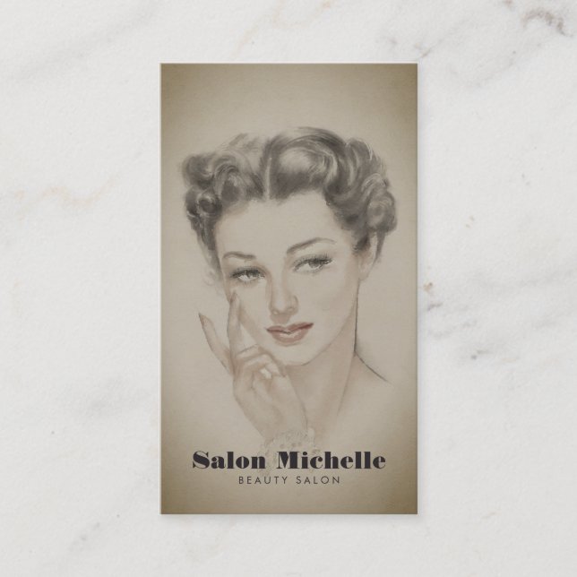Vintage Beauty Salon Aesthetician Business Card (Front)