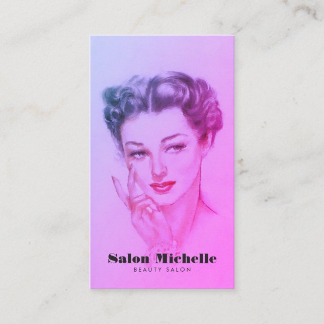 Vintage Beauty Salon Makeup Artist Business Card (Front)